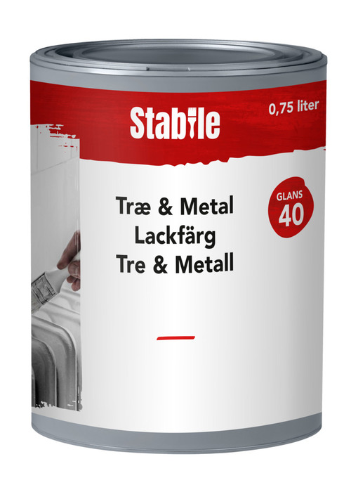 Tre- & metallmaling hvit vannbasert 0,75 l - Stabile 